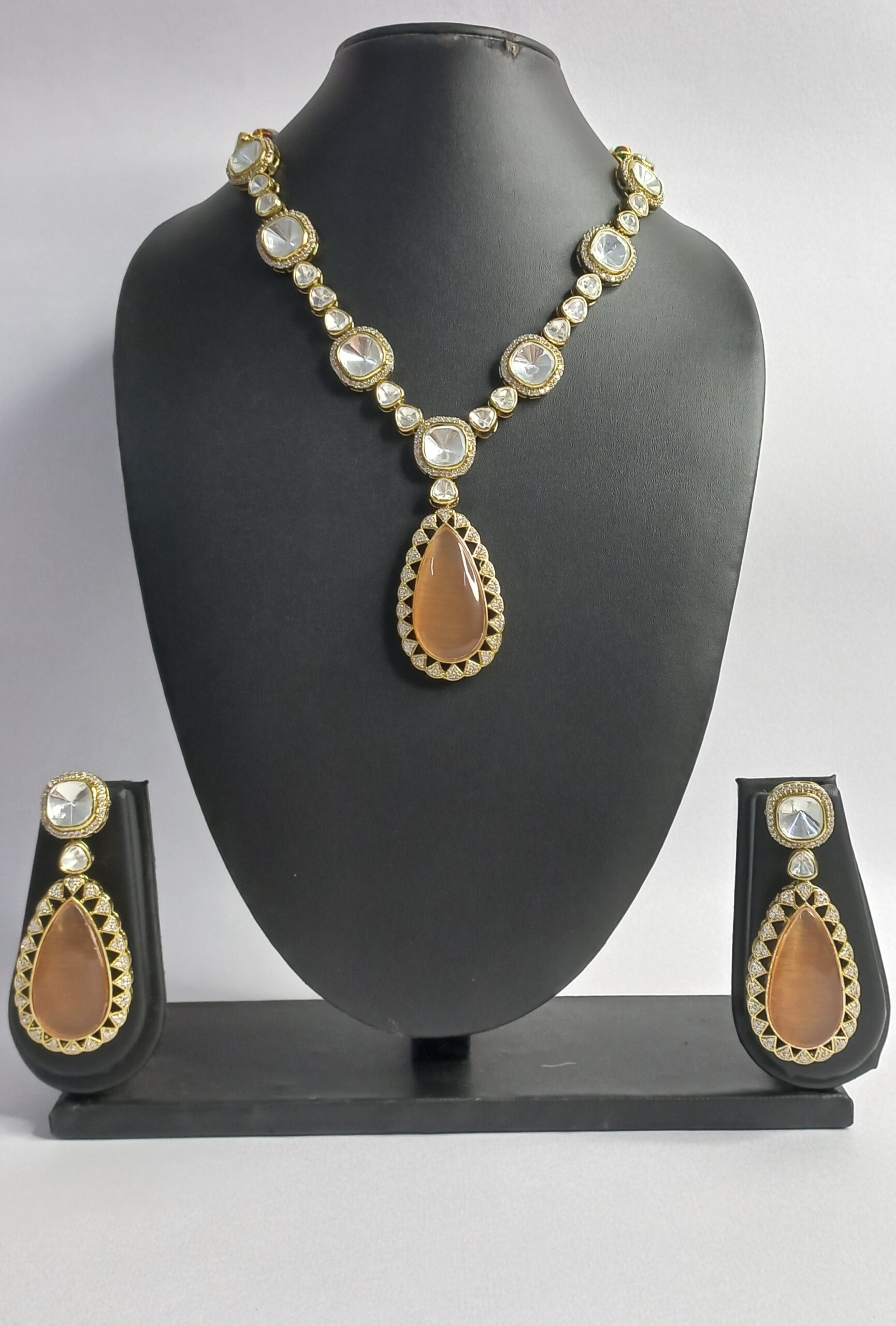 Kundan And Stone Drop Necklace