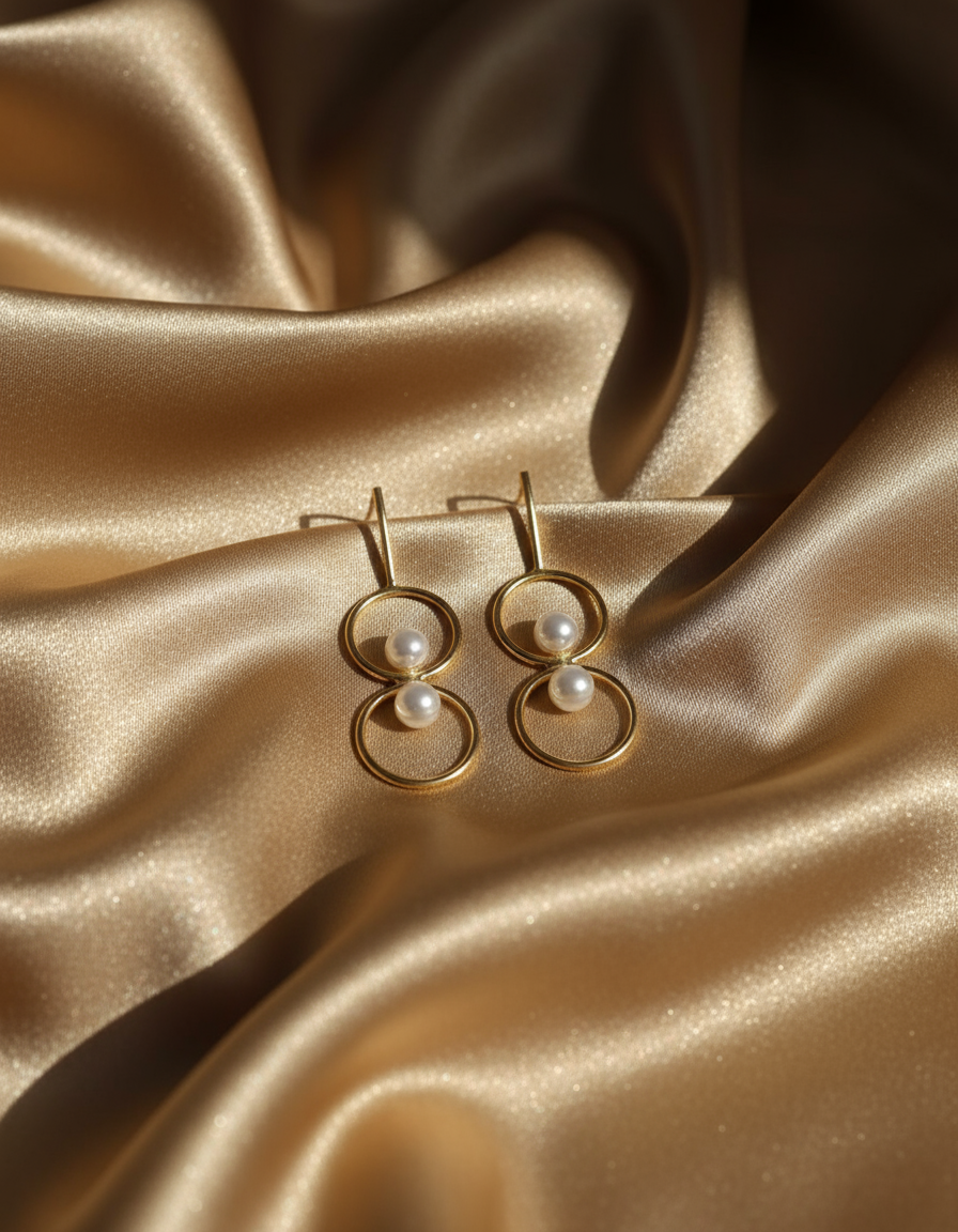 Golden Pearl Hoop Earrings