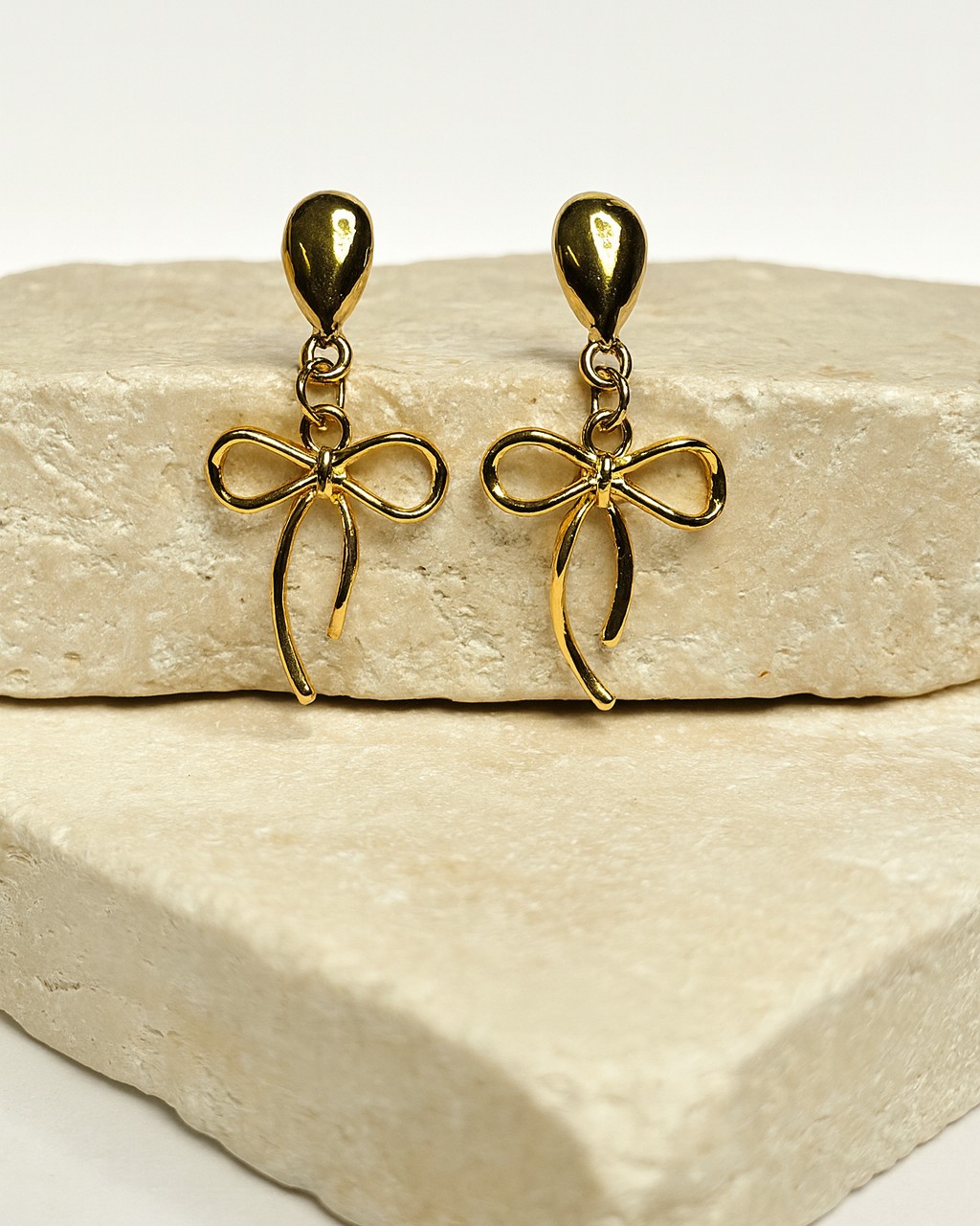 Gold Plated Bow Drop Earring