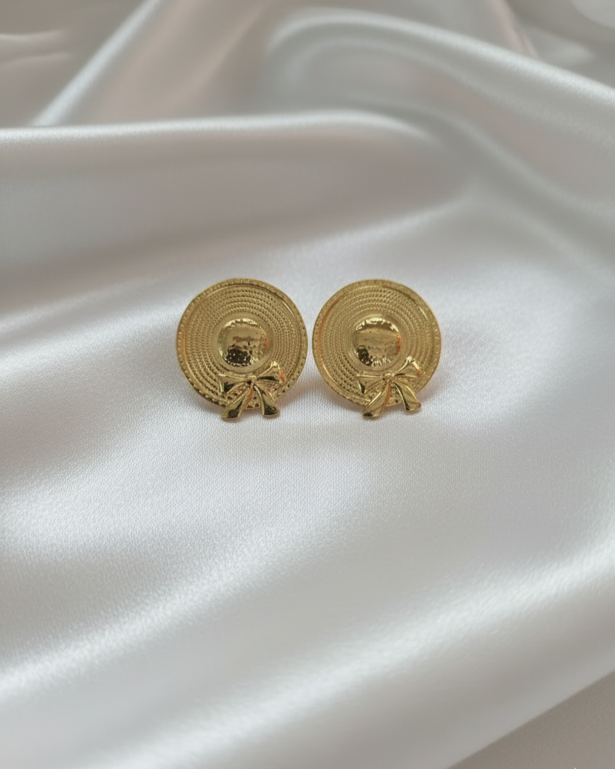 Vintage Gold Hat Stud | Stainless Steel Earrings