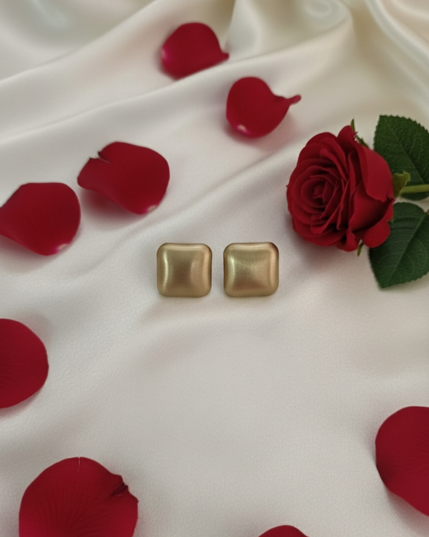 Matte Gold Square Minimal Stud Earrings
