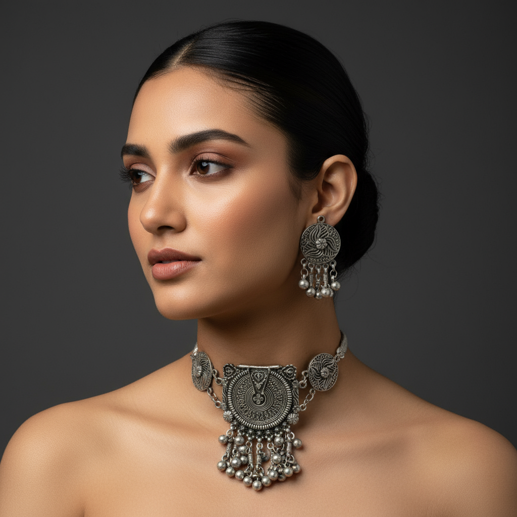 Heritage Oxidised Statement Necklace Set