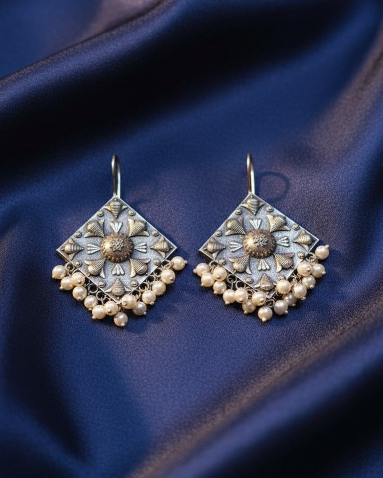 Silver Replica Pearl Drop Earrings