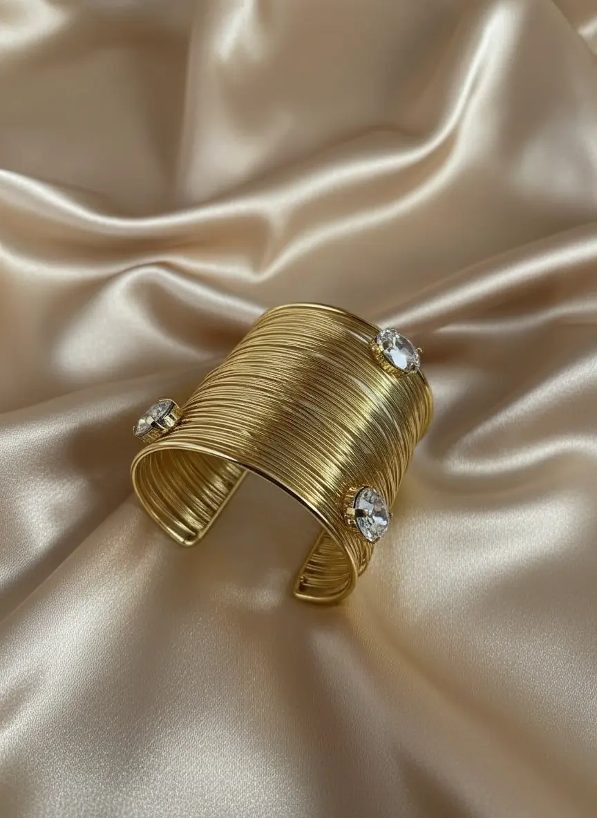 Anti-Tarnish Crystal Cuff Bracelet