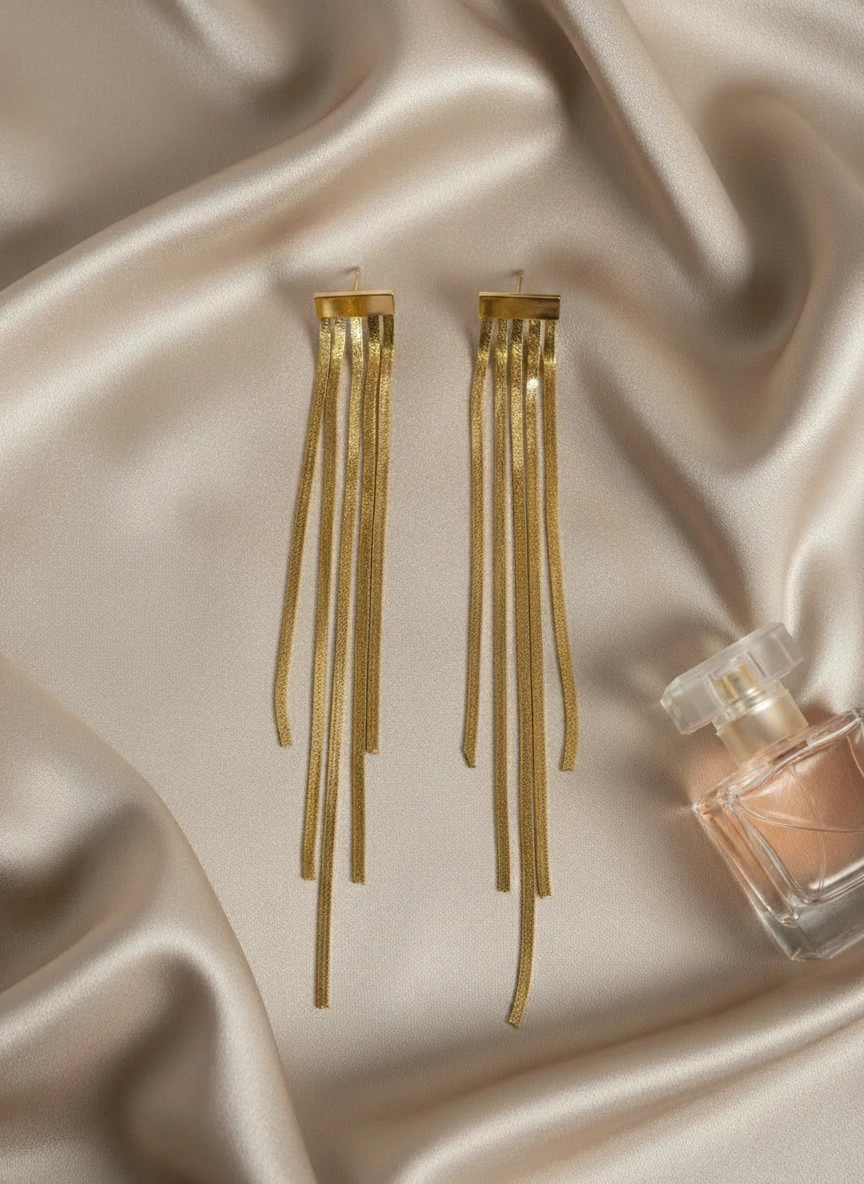 Stainless Steel Anti-Tarnish Golden Fringe Tassel Earrings