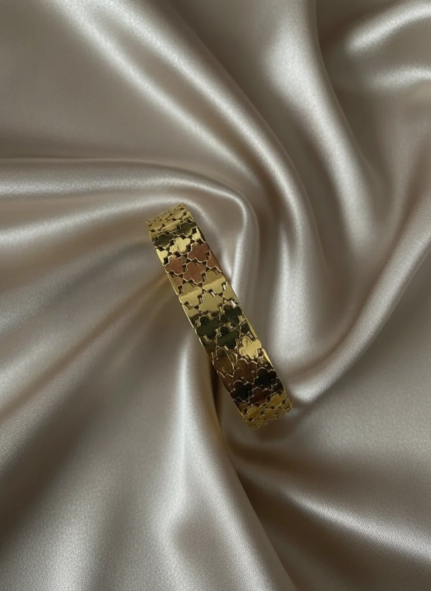 Stainless Steel Anti-Tarnish Textured Gold Bracelet