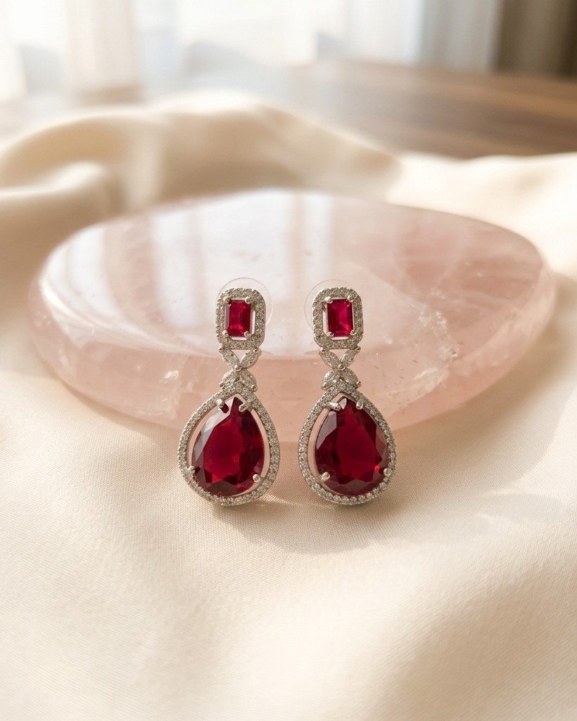 Royal Ruby Teardrop AD Earrings
