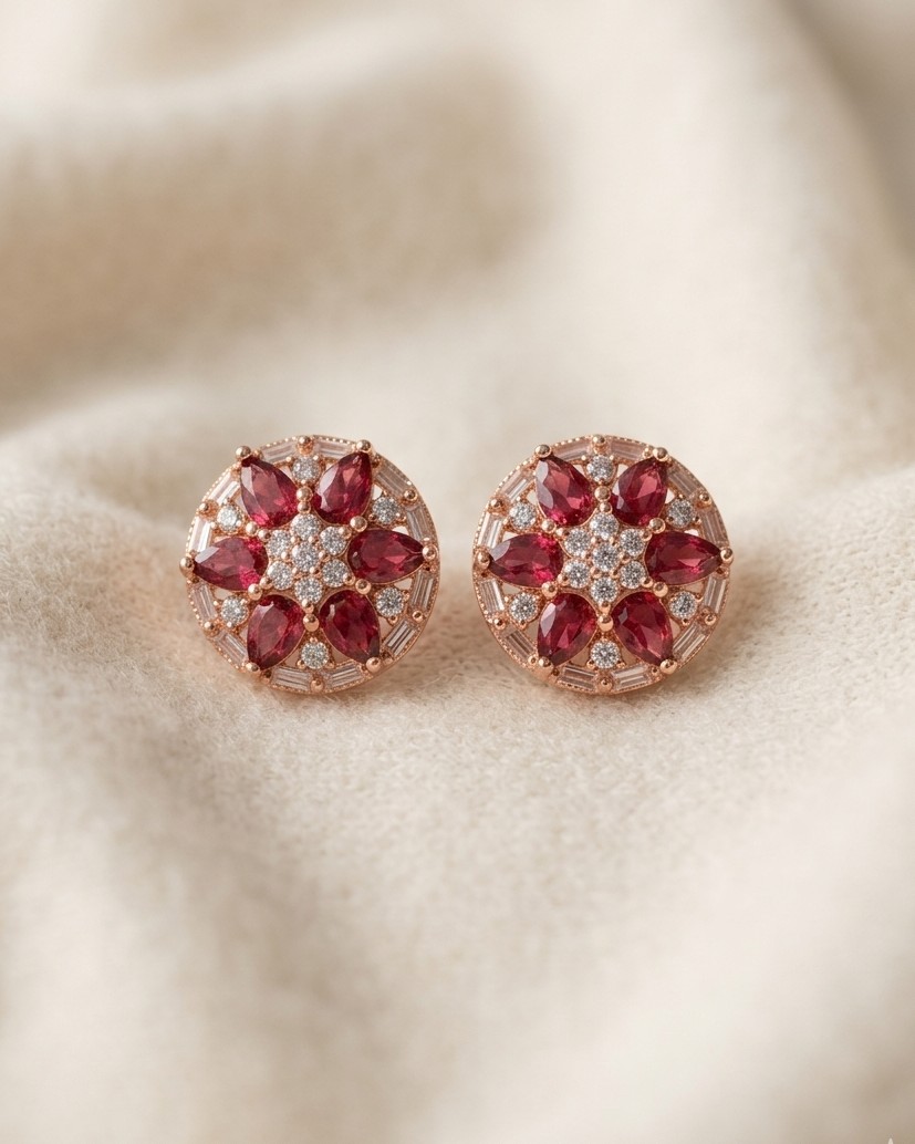 Ruby Bloom AD Stud Earrings
