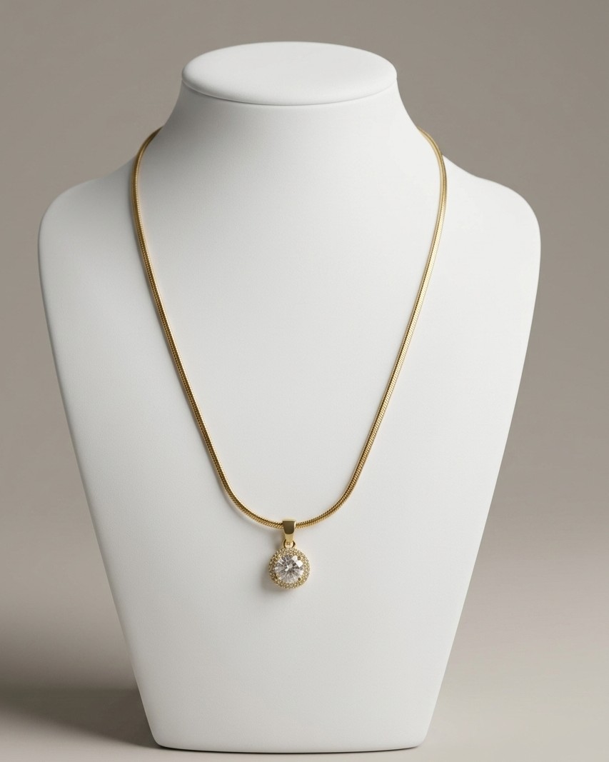 Round Crystal Pendant Chain
