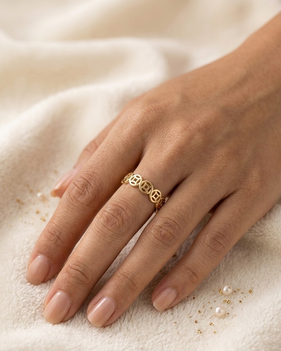Golden Peace Charm Ring