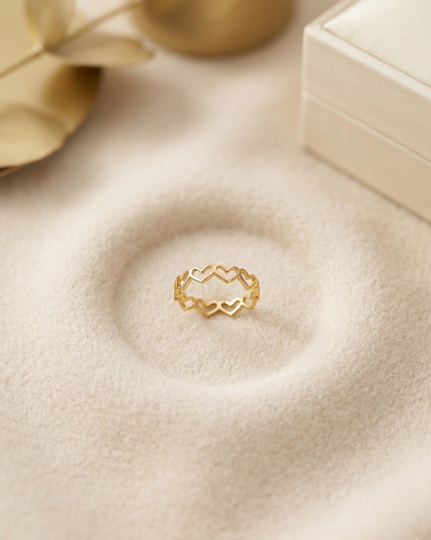 Golden Twin Heart Ring