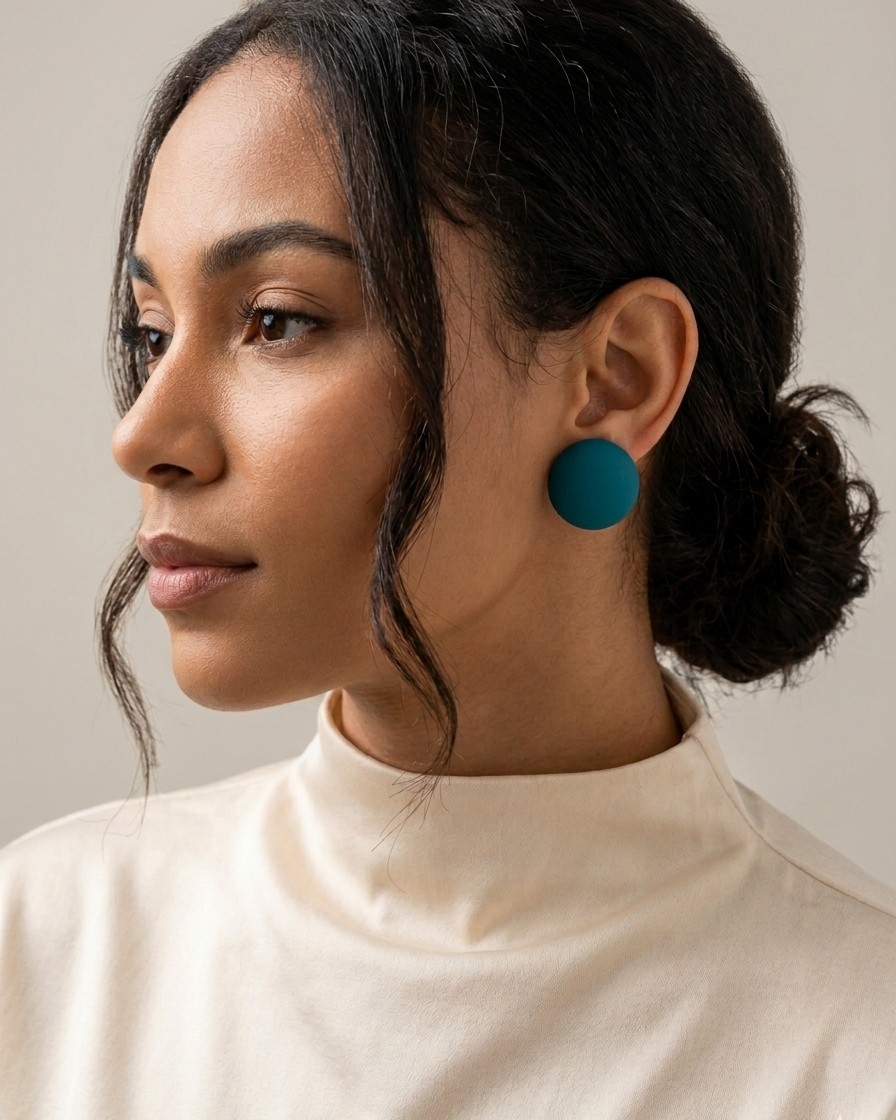 Ocean Blue Dome Stud Earrings