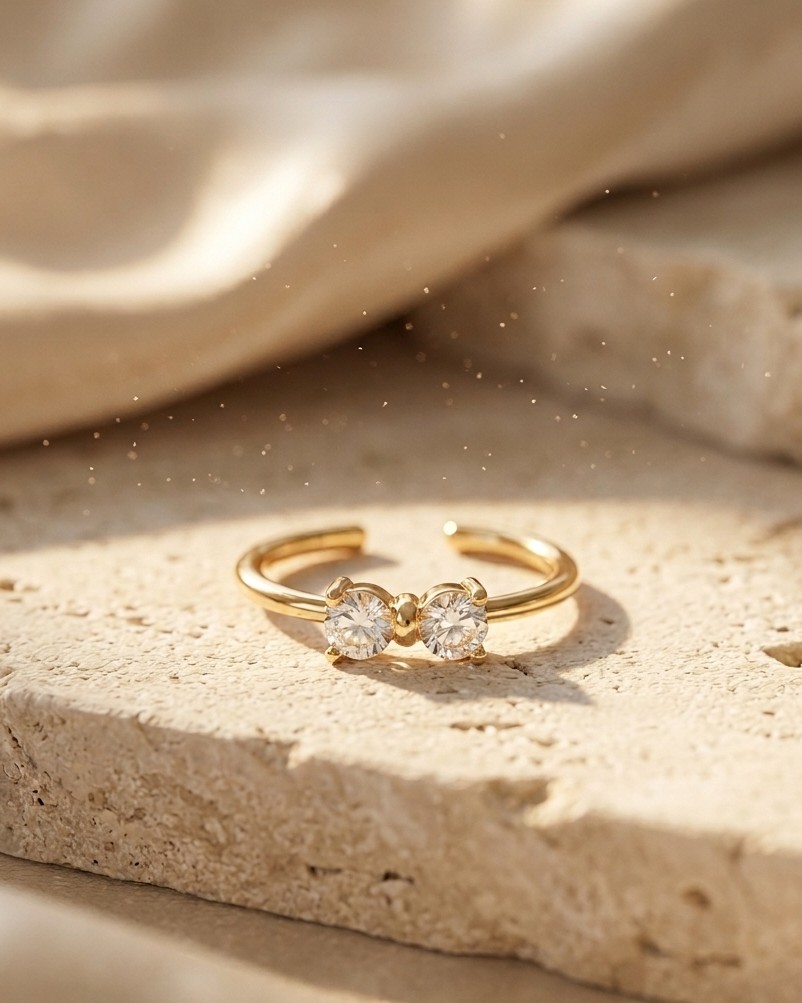 Dual Solitaire Adjustable Ring