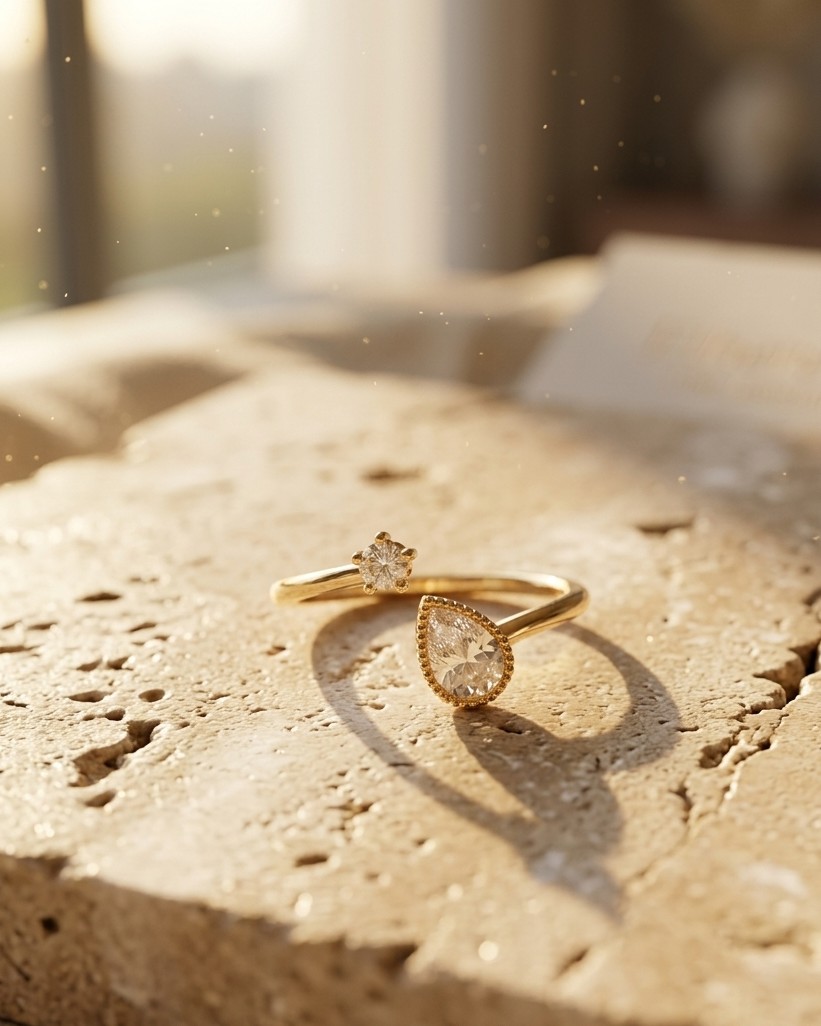 Crystal Drop Adjustable Ring