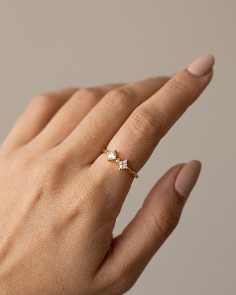 Twin Diamond Adjustable Ring