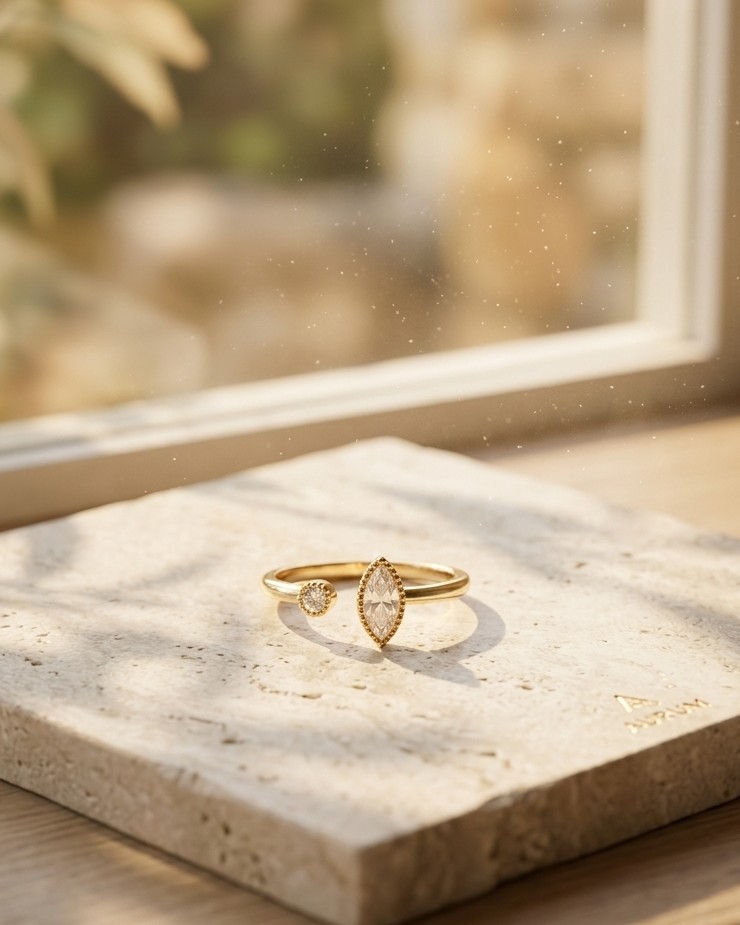 Diamond Leaf Adjustable Ring