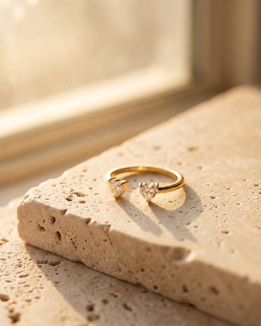 Twin Heart Adjustable Ring