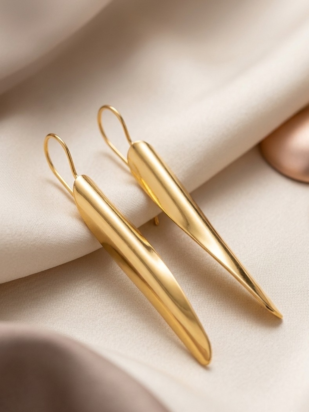 Golden Brass Spike Drop Earrings