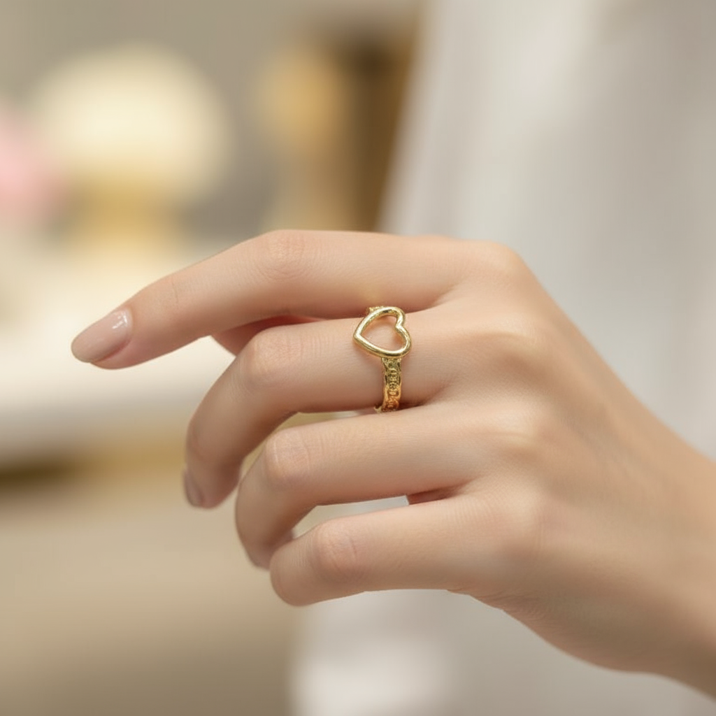 Open Heart Adjustable Stainless Steel Ring