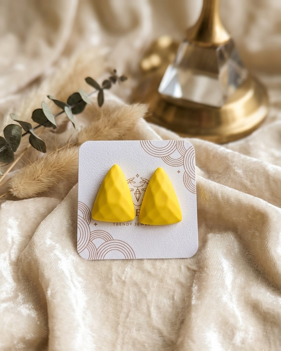 Matte Yellow Pyramid Studs