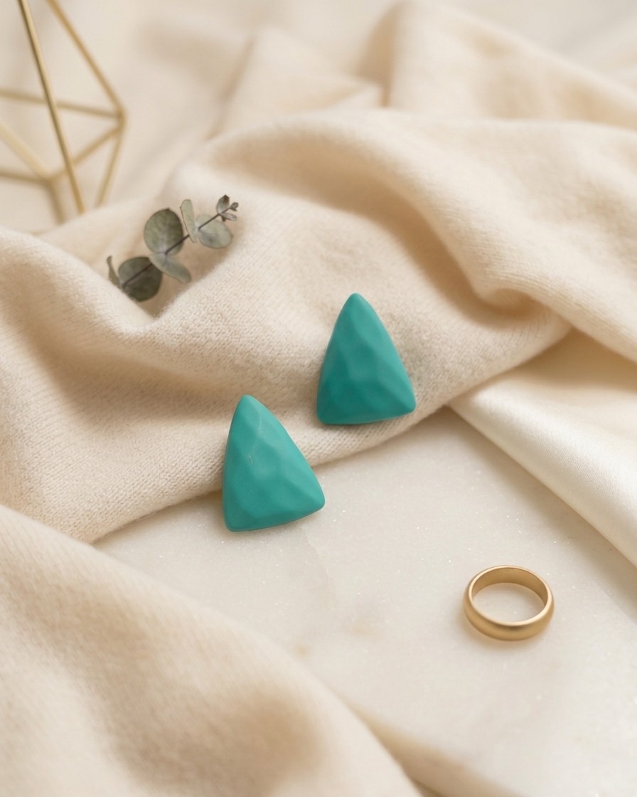 Matte Teal Prism Studs