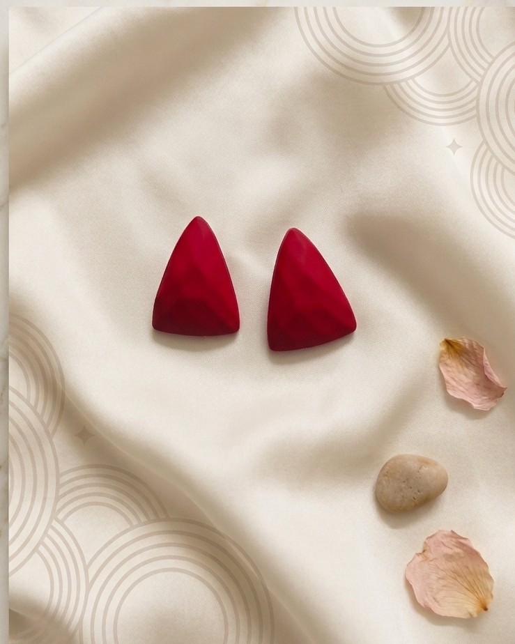 Ruby Prism Triangle Stud Earrings