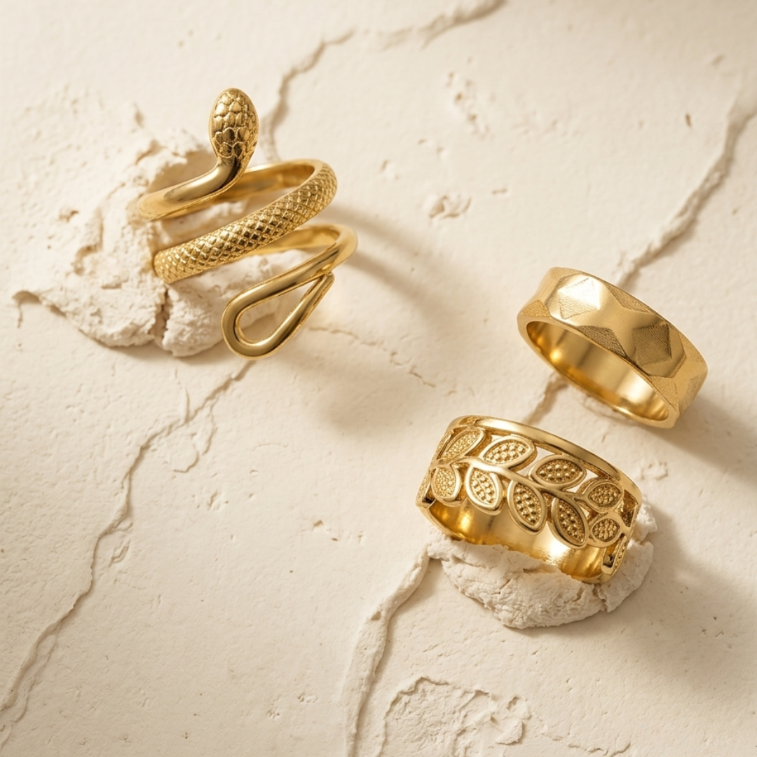 Golden Aura Ring Set ( 3 Rings)